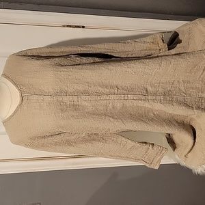Flax 100% Linen Snapbutton Dress Sz L